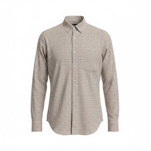 Lands' End Men's Tan Plaid Button Down Shirt